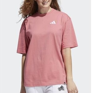 Adidas Women's Embroidered Logo Essentials Tee Short Sleeve Pink Size XS